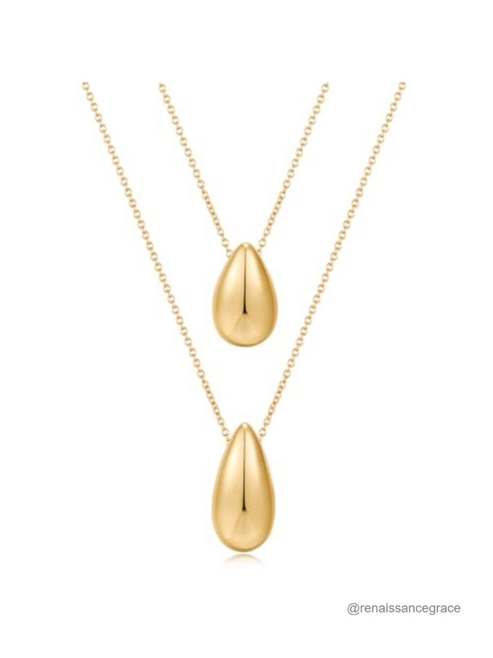 Layered Dainty Gold Necklace Set 14K Gold Plated Teardrop Pendant Trendy